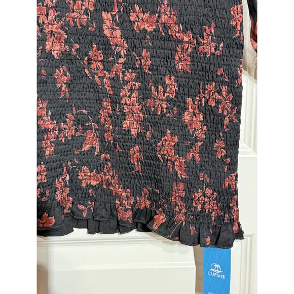 Cupshe Long Peasant Sleeve Bodycon Mini Floral Dress, Women's Size M - Picture 5 of 6